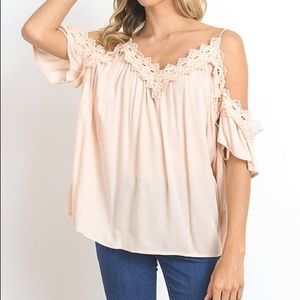 Blush Sheer Off the Shoulder Top